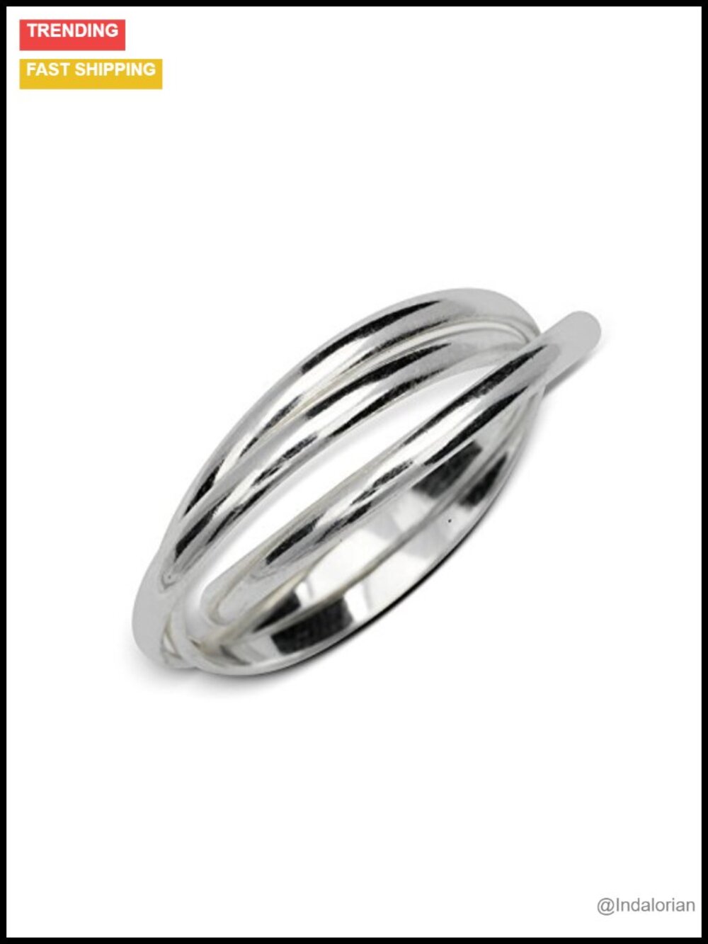 Sterling Silver Rolling Ring 6mm Interlocking Triple Band Fidget Spinner